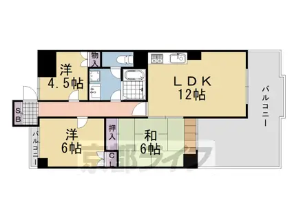 東海道本線 桂川駅(京都) 徒歩12分 7階建 築42年(3DK/1階)の間取り写真