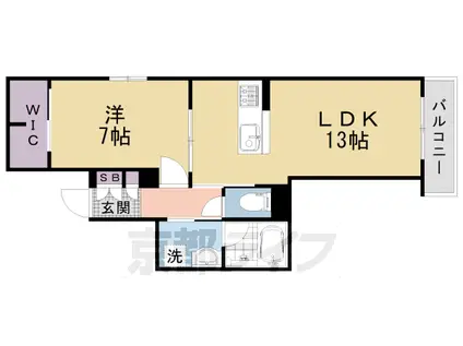 阪急電鉄京都線 西院駅(阪急) 徒歩6分 3階建 築1年(1LDK/2階)の間取り写真