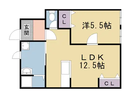 京福嵐山本線 帷子ノ辻駅 徒歩6分 1階建 築52年(1LDK)の間取り写真