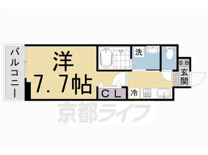 京福嵐山本線 帷子ノ辻駅 徒歩2分 3階建 築3年(1K/3階)の間取り写真