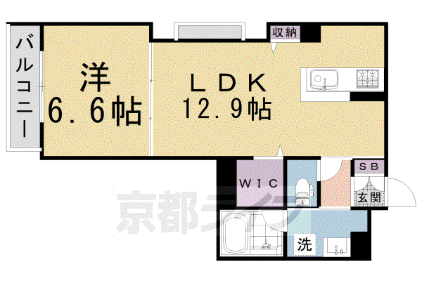 京阪電気鉄道京阪線 丹波橋駅 徒歩4分 3階建 築3年(1LDK/3階)の間取り写真