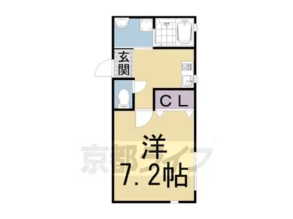 近鉄京都線 寺田駅(京都) 徒歩2分 3階建 築10年(1K/1階)の間取り写真