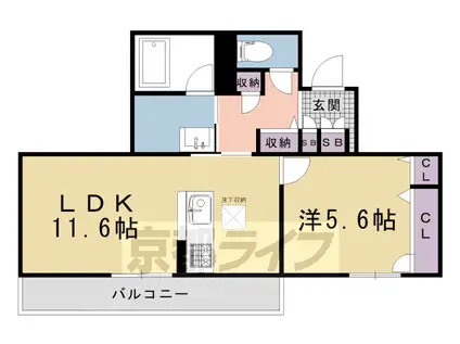 クオレール はな(1LDK/1階)の間取り写真
