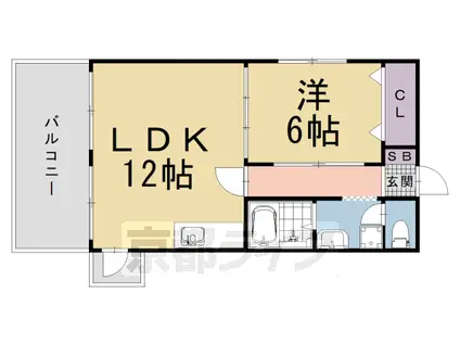 阪急電鉄京都線 大宮駅(京都) 徒歩5分 6階建 築38年(1LDK/1階)の間取り写真