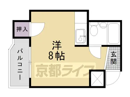 東海道本線 西大路駅 徒歩4分 5階建 築42年(ワンルーム/3階)の間取り写真