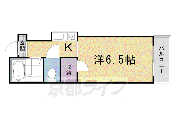 阪急電鉄京都線 大宮駅(京都) 徒歩7分 5階建 築32年(1K/2階)の間取り写真