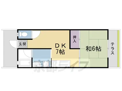 山陰本線 太秦駅(ＪＲ) 徒歩13分 1階建 築49年(1DK)の間取り写真