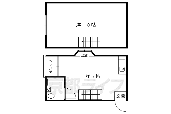 山陰本線 丹波口駅 徒歩7分 2階建 築40年(2K/2階)の間取り写真