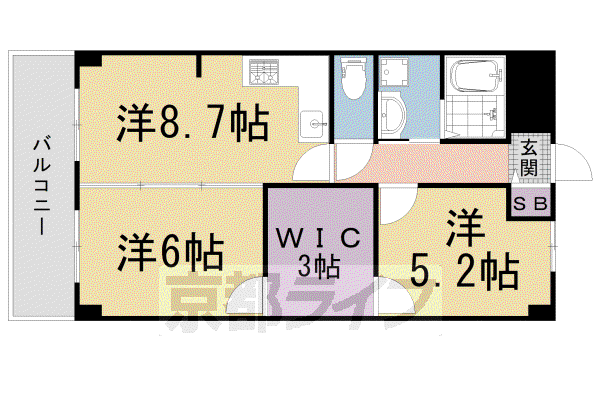 東海道本線 西大路駅 徒歩15分 10階建 築45年(2LDK/7階)の間取り写真