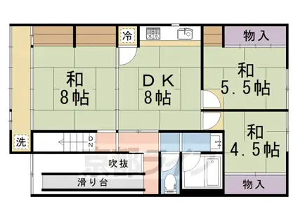 京都市烏丸線 今出川駅 徒歩15分 2階建 築99年(3DK)の間取り写真