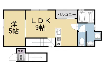奈良線 稲荷駅 徒歩4分 3階建 築1年(1LDK/3階)の間取り写真
