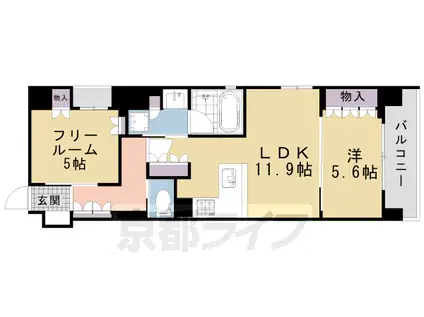 リーガル京都堀川中立売Ⅱ(1SLDK/6階)の間取り写真