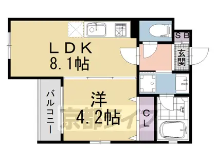 京都市烏丸線 五条駅(京都市営) 徒歩7分 5階建 築1年(1LDK/5階)の間取り写真