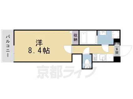 京都市烏丸線 北大路駅 徒歩29分 3階建 築3年(1K/3階)の間取り写真