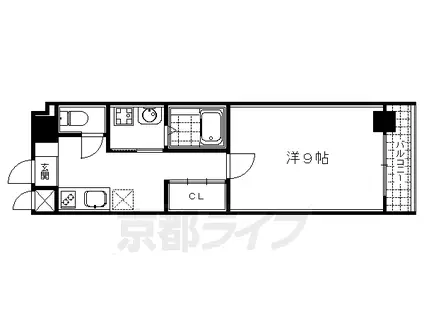 阪急電鉄京都線 大宮駅(京都) 徒歩7分 4階建 築47年(1K/1階)の間取り写真