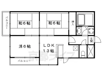 山陰本線 丹波口駅 徒歩2分 11階建 築37年(3LDK/3階)の間取り写真