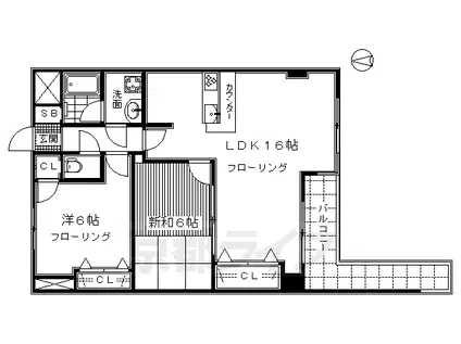 山陰本線 丹波口駅 徒歩1分 11階建 築41年(2LDK/7階)の間取り写真