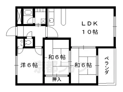 山陰本線 丹波口駅 徒歩1分 11階建 築41年(3LDK/4階)の間取り写真