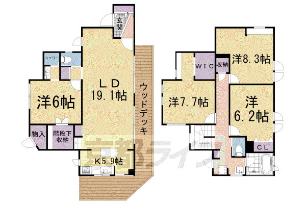 京都市烏丸線 国際会館駅 徒歩14分 2階建 築7年(4LDK)の間取り写真