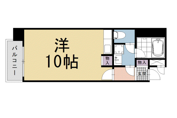 京都市烏丸線 四条駅(京都市営) 徒歩2分 10階建 築37年(ワンルーム/9階)の間取り写真