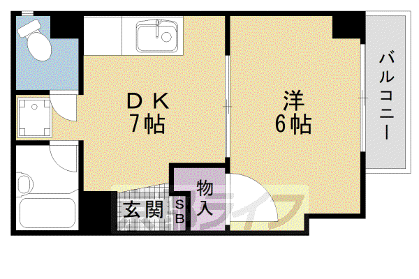 阪急電鉄京都線 大宮駅(京都) 徒歩8分 3階建 築42年(1DK/3階)の間取り写真