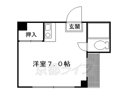 京都市烏丸線 丸太町駅(京都市営) 徒歩5分 4階建 築39年(ワンルーム/3階)の間取り写真