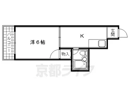 京都市烏丸線 四条駅(京都市営) 徒歩8分 5階建 築41年(1K/4階)の間取り写真