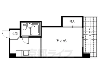 京都市烏丸線 四条駅(京都市営) 徒歩8分 5階建 築41年(1K/5階)の間取り写真