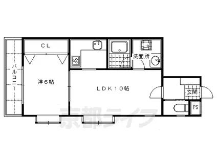 阪急電鉄京都線 京都河原町駅 徒歩9分 9階建 築34年(1LDK/3階)の間取り写真