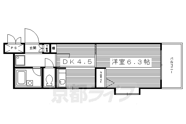 京阪電気鉄道京阪線 祇園四条駅 徒歩12分 5階建 築37年(1DK/3階)の間取り写真