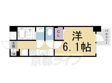阪急電鉄京都線 大宮駅(京都) 徒歩8分 4階建 築36年(1K/2階)の間取り写真