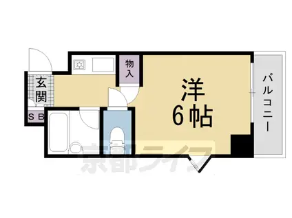 山陰本線 二条駅 徒歩5分 11階建 築36年(1K/4階)の間取り写真