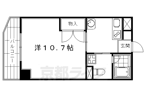 京都市烏丸線 五条駅(京都市営) 徒歩9分 6階建 築33年(1K/1階)の間取り写真