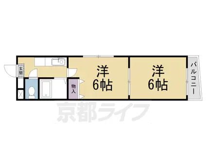 京都市東西線 二条駅 徒歩7分 4階建 築36年(2K/2階)の間取り写真