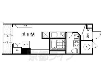 阪急電鉄京都線 大宮駅(京都) 徒歩4分 4階建 築42年(1K/3階)の間取り写真