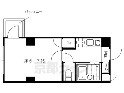 京阪電気鉄道京阪線 清水五条駅 徒歩3分 8階建 築37年(1K/4階)の間取り写真