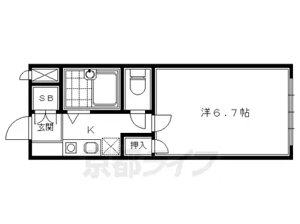 京阪電気鉄道京阪線 清水五条駅 徒歩3分 8階建 築37年(1K/2階)の間取り写真