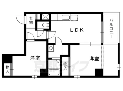 京都市烏丸線 四条駅(京都市営) 徒歩5分 7階建 築32年(2LDK/7階)の間取り写真