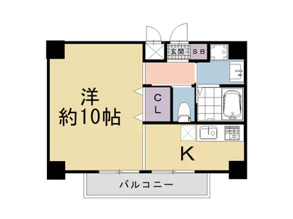 阪急電鉄京都線 京都河原町駅 徒歩6分 4階建 築36年(1K/4階)の間取り写真