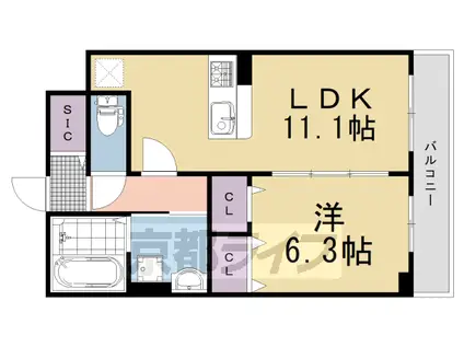 東海道本線 長岡京駅 徒歩35分 3階建 築1年(1LDK/1階)の間取り写真