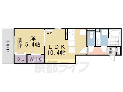 東海道本線 西大路駅 徒歩18分 3階建 築3年(1LDK/1階)の間取り写真