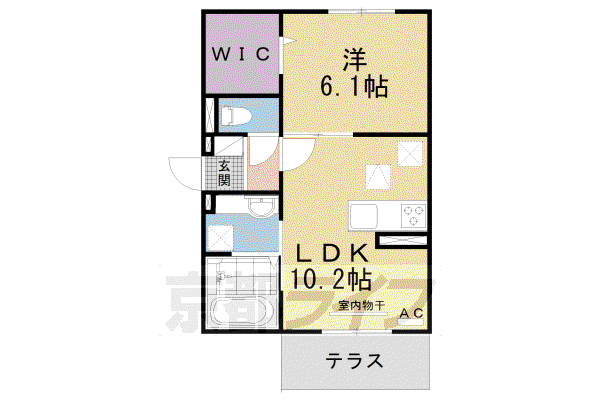 東海道本線 西大路駅 徒歩18分 3階建 築3年(1LDK/1階)の間取り写真