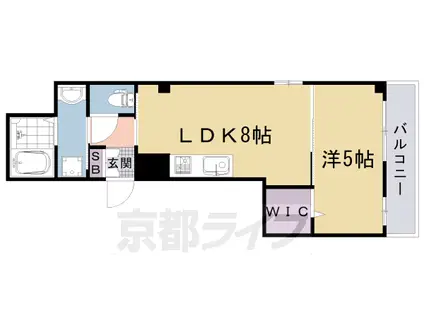 京都市東西線 西大路御池駅 徒歩5分 5階建 築3年(1LDK/3階)の間取り写真