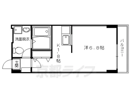 京都市東西線 京都市役所前駅 徒歩6分 3階建 築60年(1K/2階)の間取り写真