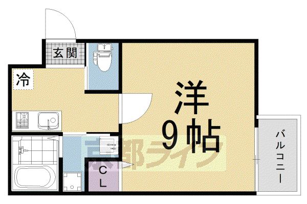近鉄京都線 伏見駅(京都) 徒歩7分 3階建 築3年(1K/3階)の間取り写真