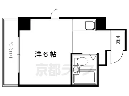 山陰本線 二条駅 徒歩1分 11階建 築43年(1K/5階)の間取り写真