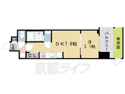 京都市烏丸線 九条駅(京都) 徒歩7分 7階建 築3年(1DK/1階)の間取り写真