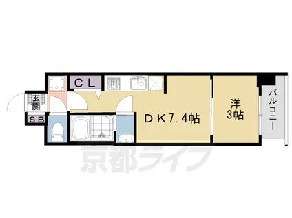 京都市烏丸線 九条駅(京都) 徒歩7分 7階建 築3年(1DK/7階)の間取り写真