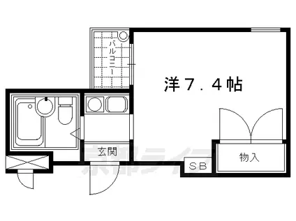 京都市東西線 二条城前駅 徒歩5分 4階建 築35年(1K/4階)の間取り写真
