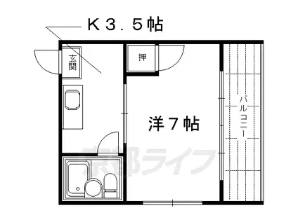 フロンティア西森(1K/2階)の間取り写真